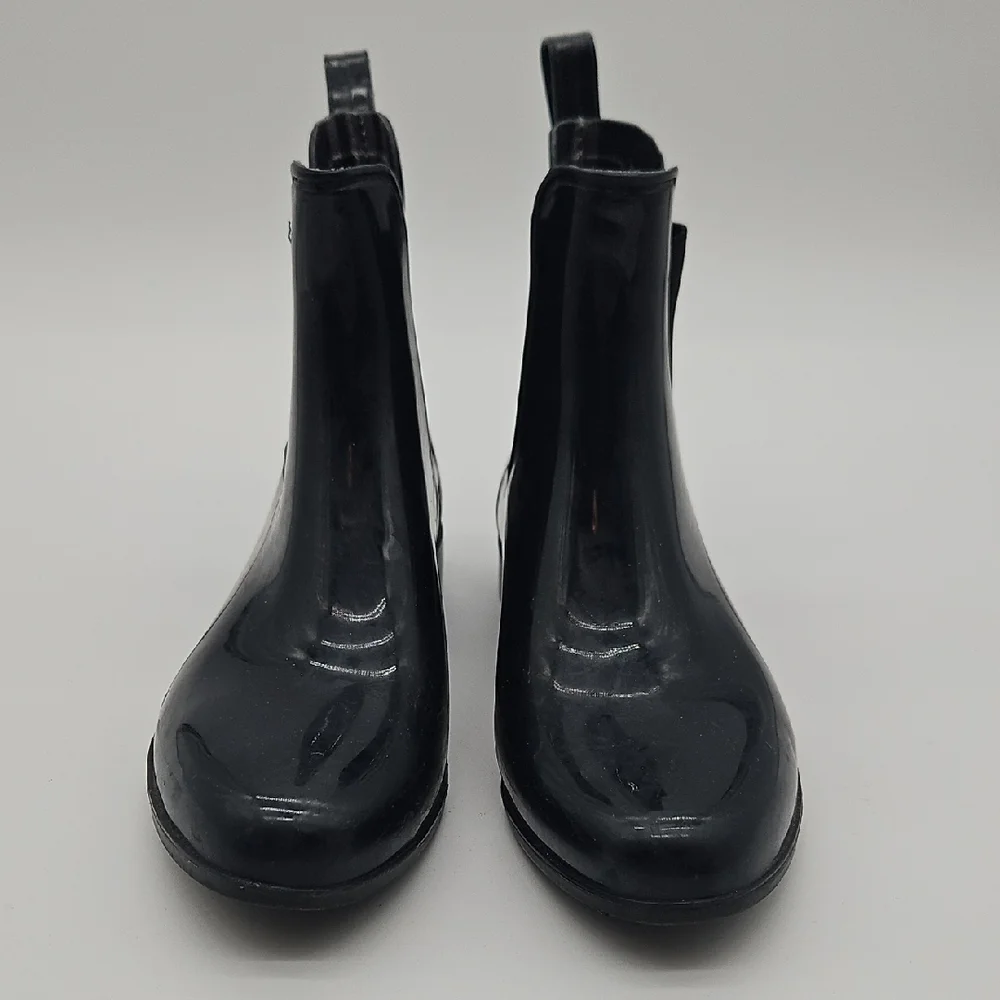 Nine West Glossy Navy Blue Slip On Rubber Boots